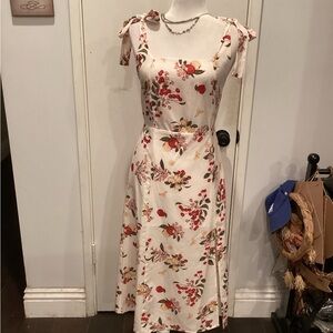 Reformation Cream Floral Midi Dress